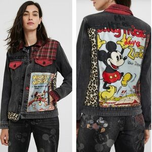 Desigual Embroidered Patched Mickey Mouse Denim Jacket M